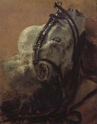 Adolph von Menzel Euine Study,Recumbent Head in Harness Spain oil painting artist
